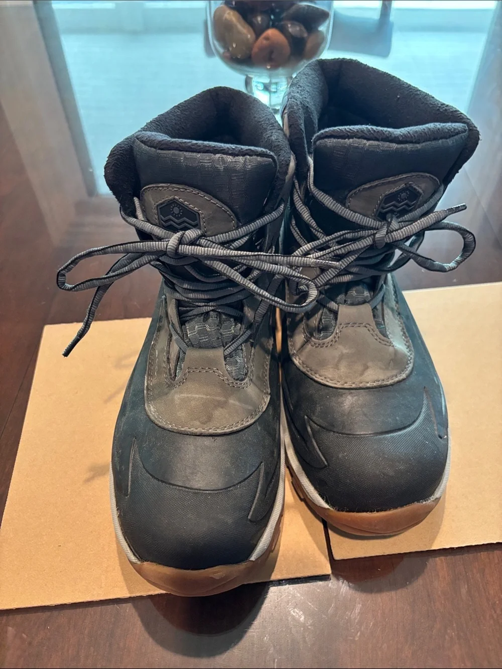 Khombu Men's Black and Brown Waterproof Snow Boots